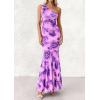 imagePRETTYGARDEN Womens Summer One Shoulder Maxi Dress 2026 Floral Sleeveless Bodycon Mesh Long Formal Wedding Guest DressesPurple Flower