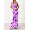 imagePRETTYGARDEN Womens Summer One Shoulder Maxi Dress 2026 Floral Sleeveless Bodycon Mesh Long Formal Wedding Guest DressesPurple Flower