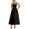 imagePRETTYGARDEN Cocktail Dresses for Women 2026 Summer Formal Elegant Tube Top Strapless Spring Wedding Guest Party Midi DressBlack