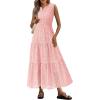 imagePRETTYGARDEN Summer Dresses for Women 2026 Sundresses Sleeveless V Neck Eyelet A Line Flowy Beach Vacation Spring Maxi DressPink