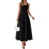 imagePRETTYGARDEN Womens Sleeveless Maxi Summer Dresses 2026 Hollow Out Eyelet Square Neck Ruffle Flowy Beach Vacation SundressBlack