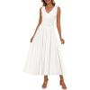 imagePRETTYGARDEN Womens Summer Casual Dresses 2026 Spring Sleeveless V Neck Midi Business Work A Line Pleated Cocktail DressWhite