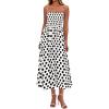 imagePRETTYGARDEN Womens Summer Dresses 2026 Spring Sleeveless Spaghetti Straps Casual Midi Dress Polka Dot Smocked Beach SundressWhite