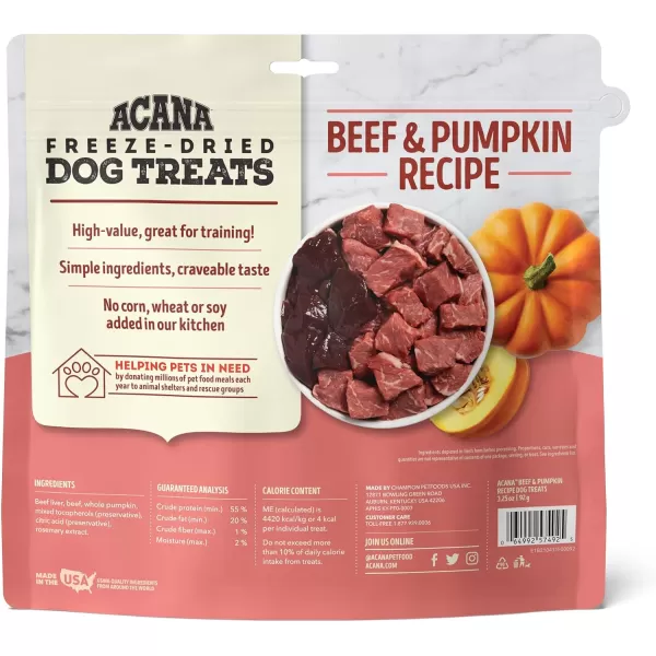 imageACANA High Protein Biscuits Dog Treats Crunchy Chicken Liver Recipe 9ozFreezeDried Treats Beef amp Pumpkin 125oz