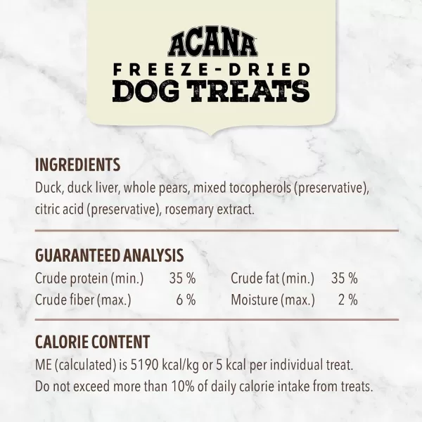 imageACANA High Protein Biscuits Dog Treats Crunchy Chicken Liver Recipe 9ozFreezeDried Treats Duck amp Pear 125oz