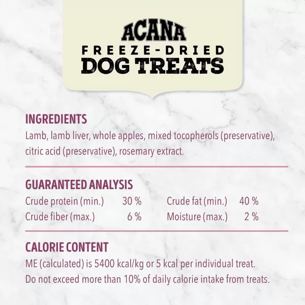 imageACANA High Protein Biscuits Dog Treats Crunchy Chicken Liver Recipe 9ozFreezeDried Treats Lamb amp Apple 325oz