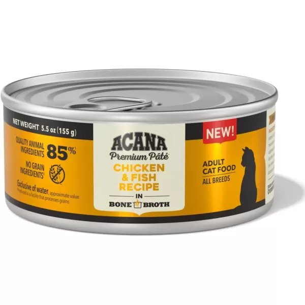 imageACANA PREMIUM PATE Wet Cat Food for Kittens High Protein Chicken and Tuna in Bone Broth Recipe 3 oz Case of 24Wet Food Chicken amp Fish 55 Ounce Pack of 1