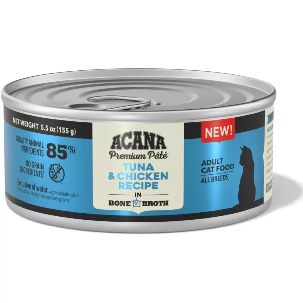 imageACANA PREMIUM PATE Wet Cat Food for Kittens High Protein Chicken and Tuna in Bone Broth Recipe 3 oz Case of 24Wet Food Tuna amp Chicken 55 Ounce Pack of 1