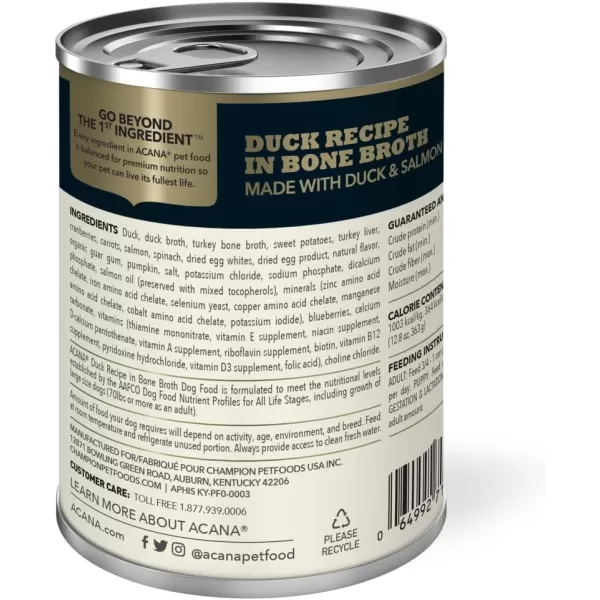 imageACANA Premium Chunks Wet Dog Food Beef Recipe in Bone Broth 128oz Case of 12Wet Food Duck 128 Ounce Pack of 12
