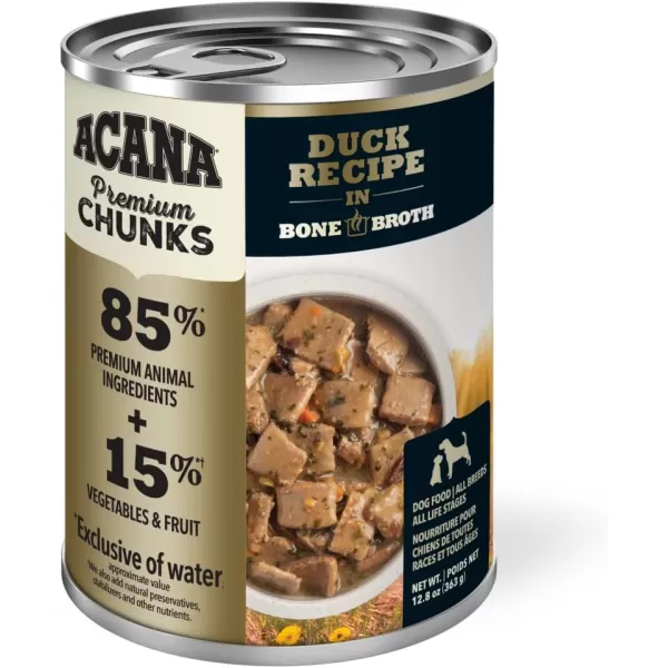 imageACANA Premium Chunks Wet Dog Food Beef Recipe in Bone Broth 128oz Case of 12Wet Food Duck 128 Ounce Pack of 12