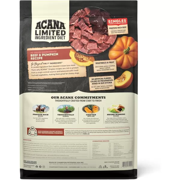 imageACANA Singles Limited Ingredient Dry Dog Food Grain Free Lamb amp Apple Dog Food Recipe 13lbGrainFree Beef amp Pumpkin 13 Pound Pack of 1