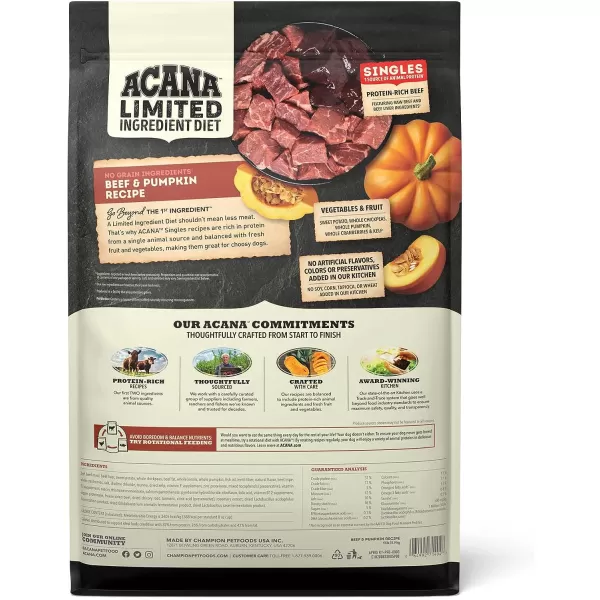 imageACANA Singles Limited Ingredient Dry Dog Food Grain Free Lamb amp Apple Dog Food Recipe 13lbGrainFree Beef amp Pumpkin 13 Pound Pack of 1