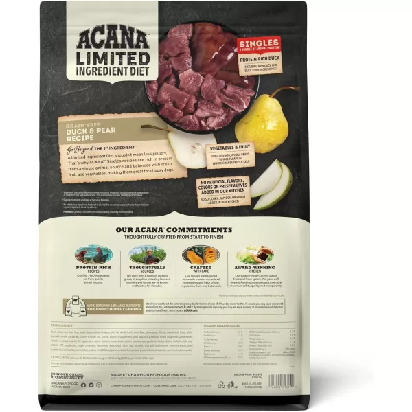 imageACANA Singles Limited Ingredient Dry Dog Food Grain Free Lamb amp Apple Dog Food Recipe 13lbGrainFree Duck amp Pear 45 Pound Pack of 1