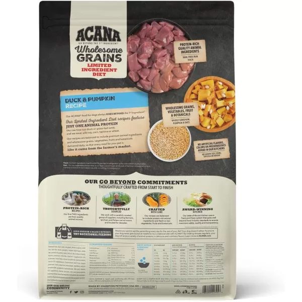 imageACANA Singles Limited Ingredient Dry Dog Food Grain Free Lamb amp Apple Dog Food Recipe 13lbGrains Duck amp Pumpkin 4 Pound Pack of 1