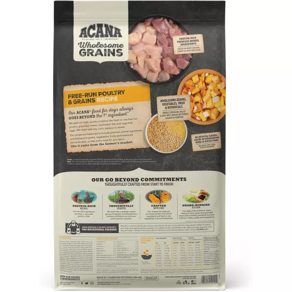 imageACANA Wholesome Grains Dry Dog Food Red Meat and Grains Gluten Free Beef Pork and Lamb Recipe 225lbFreeRun Poultry 225 Pound Pack of 1