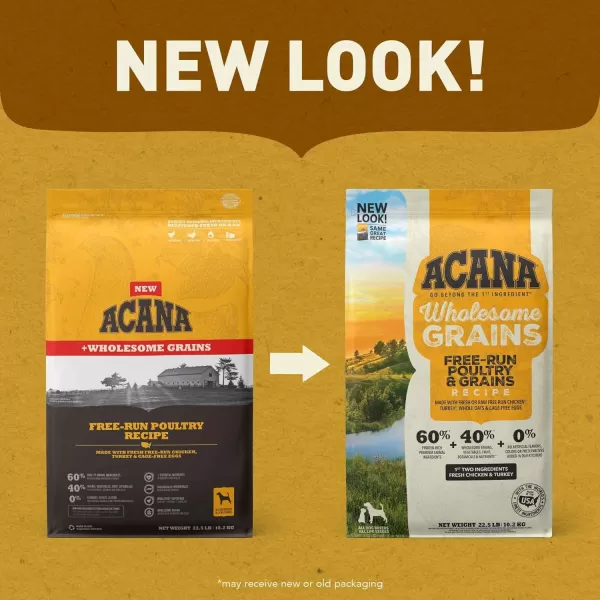 imageACANA Wholesome Grains Dry Dog Food Red Meat and Grains Gluten Free Beef Pork and Lamb Recipe 225lbFreeRun Poultry 225 Pound Pack of 1