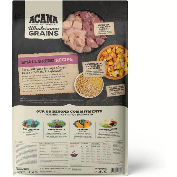 imageACANA Wholesome Grains Dry Dog Food Red Meat and Grains Gluten Free Beef Pork and Lamb Recipe 225lbSmall Breed 115 Pound Pack of 1