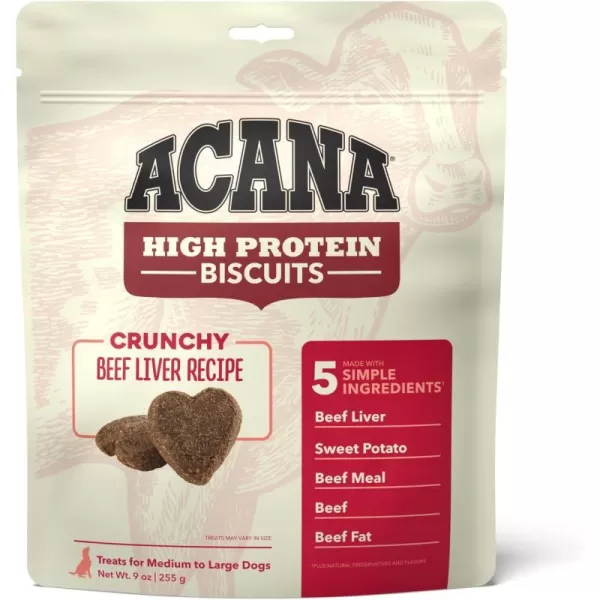 imageACANA High Protein Biscuits Dog Treats Crunchy Chicken Liver Recipe 9ozBiscuits Beef Liver 9oz  Large Biscuit
