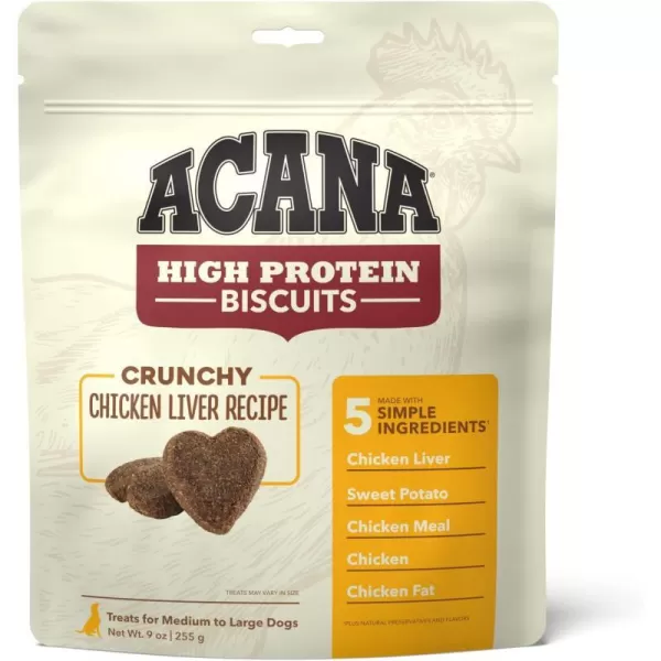 imageACANA High Protein Biscuits Dog Treats Crunchy Chicken Liver Recipe 9ozBiscuits Chicken Liver 9oz  Large Biscuit