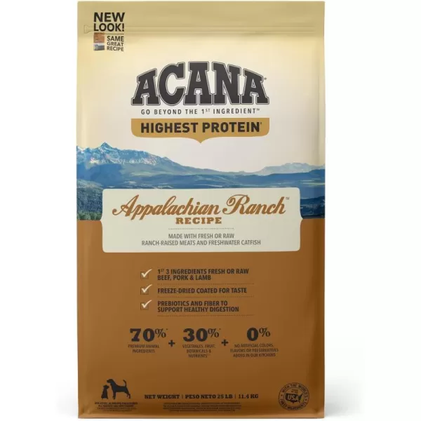 imageACANA Highest Protein Dry Dog Food Wild Atlantic Fish Recipe 25lbAppalachian Ranch 25 Pound Pack of 1