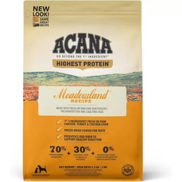 imageACANA Highest Protein Dry Dog Food Wild Atlantic Fish Recipe 25lbMeadowland 45 Pound Pack of 1