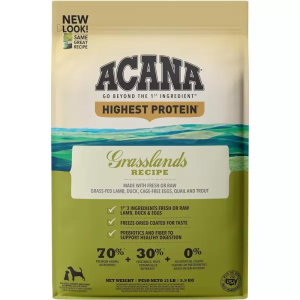 imageACANA Highest Protein Grasslands Grain Free Dry Dog Food 13lbGrasslands 13 Pound Pack of 1
