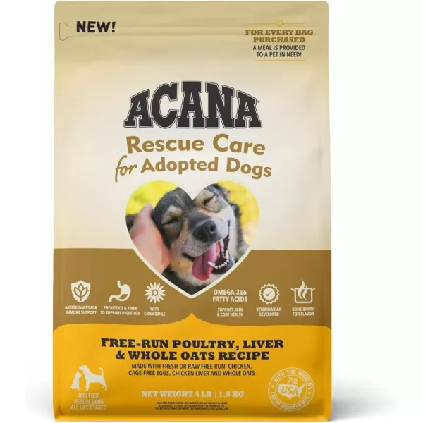 imageACANA Rescue Care For Adopted Dogs FreeRun Poultry Liver amp Whole Oats Recipe 225lb  Premium Dry Dog FoodGrains  Rescue FreeRun Poultry Rescue Care 4lb