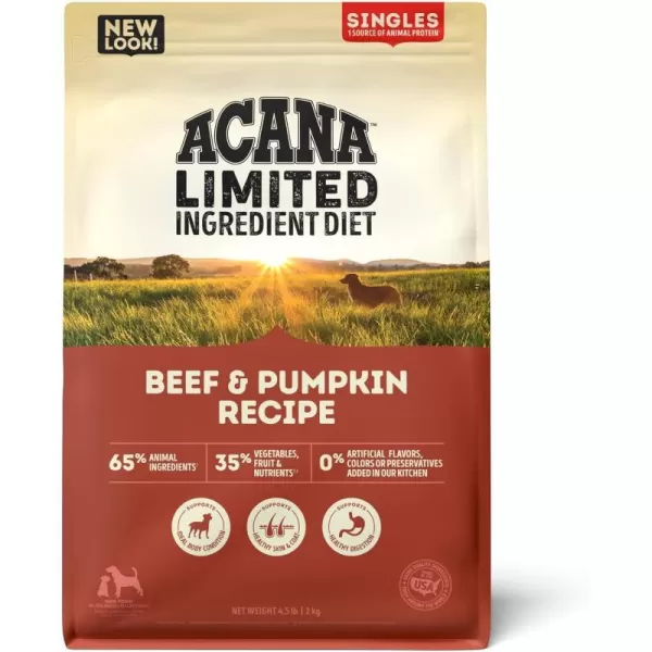 imageACANA Singles Limited Ingredient Dry Dog Food Grain Free Lamb amp Apple Dog Food Recipe 13lbGrainFree Beef amp Pumpkin 45 Pound Pack of 1