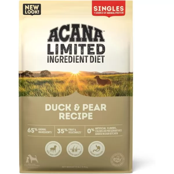 imageACANA Singles Limited Ingredient Dry Dog Food Grain Free Lamb amp Apple Dog Food Recipe 13lbGrainFree Duck amp Pear 13 Pound Pack of 1