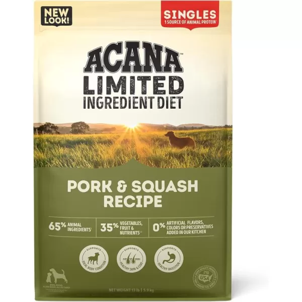 imageACANA Singles Limited Ingredient Dry Dog Food Grain Free Lamb amp Apple Dog Food Recipe 13lbGrainFree Pork amp Squash 13 Pound Pack of 1