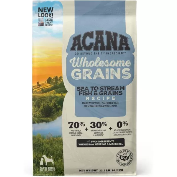 imageACANA Wholesome Grains Dry Dog Food Red Meat and Grains Gluten Free Beef Pork and Lamb Recipe 225lbSea to Stream 225 Pound Pack of 1