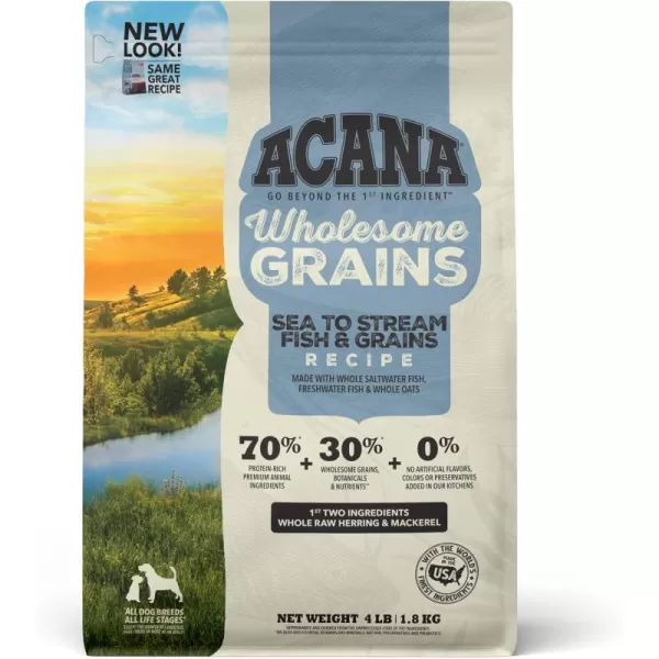 imageACANA Wholesome Grains Dry Dog Food Red Meat and Grains Gluten Free Beef Pork and Lamb Recipe 225lbSea to Stream 4 Pound Pack of 1