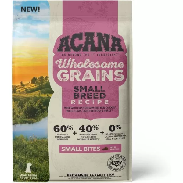 imageACANA Wholesome Grains Dry Dog Food Red Meat and Grains Gluten Free Beef Pork and Lamb Recipe 225lbSmall Breed 115 Pound Pack of 1