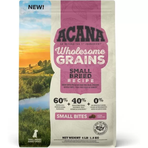 imageACANA Wholesome Grains Dry Dog Food Red Meat and Grains Gluten Free Beef Pork and Lamb Recipe 225lbSmall Breed 4 Pound Pack of 1