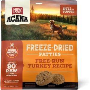 imageACANA Freeze Dried Dog Food Meal ampamp Topper Grain Free High Protein FarmRaised Beef Recipe 14ozTurkey Patties