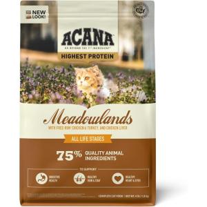 imageACANA Highest Protein Grasslands GrainFree Dry Cat Food Duck FreeRun Chicken and Eggs Cat Food Recipe 4lbMeadowland